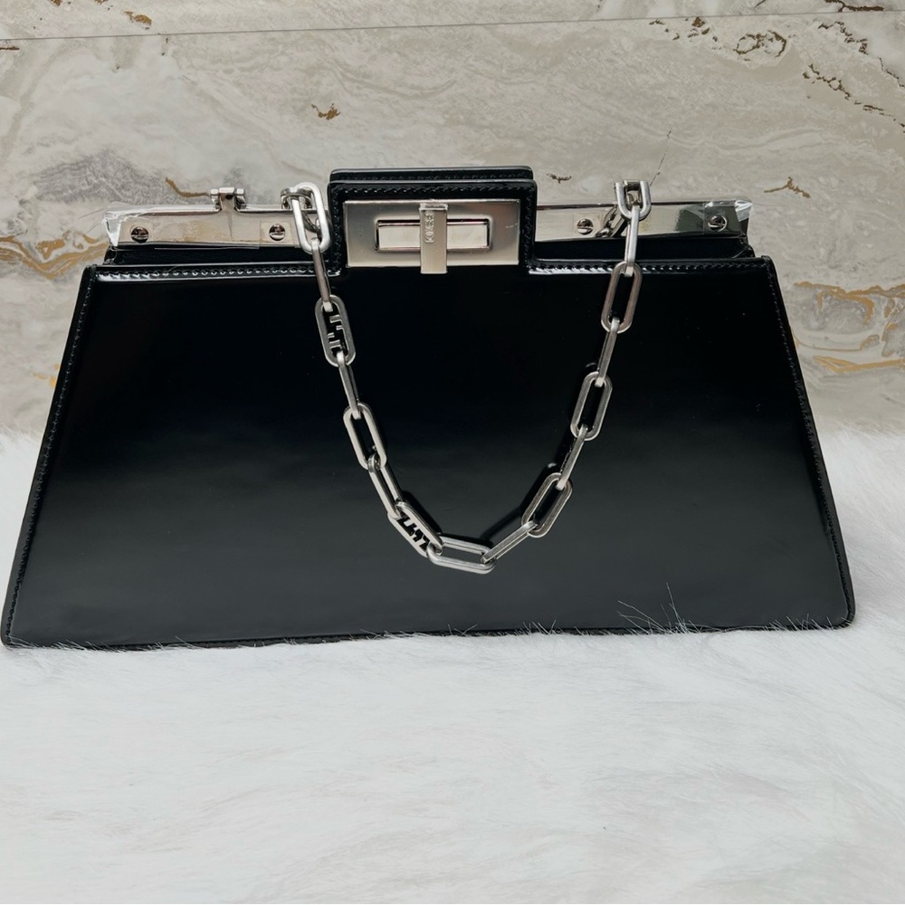 Fendi Peekaboo Cut Black FF Chain Handle Bag-unused condition